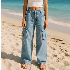Heavy Manners Wide Leg Cargo Jeans